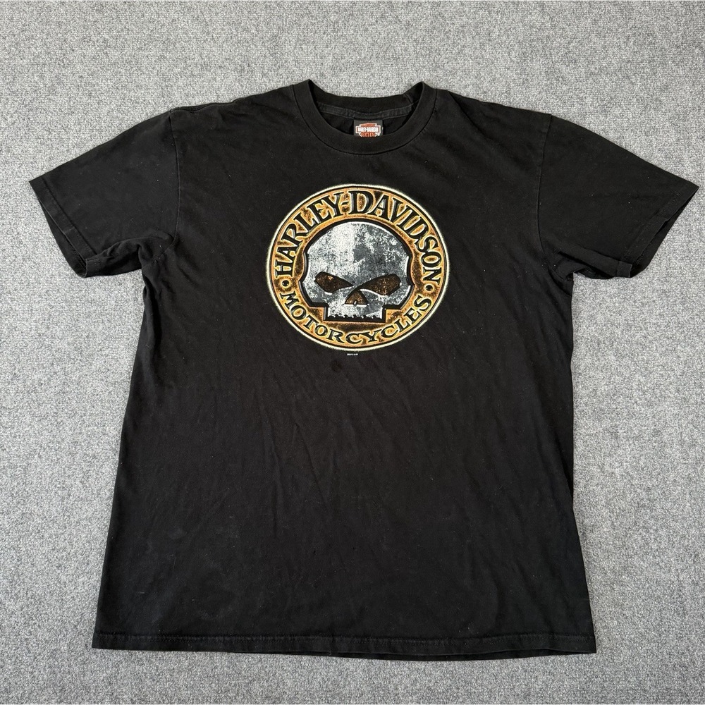 Harley Davidson Skull Graphic T Shirt Eagle's Nest Lathrop CA Black Mens XL 2012